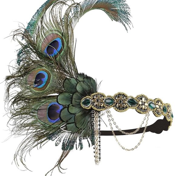 1920s Flapper Headband Peacocks Sequins Beads Gatsby Accessories for Women main image 5